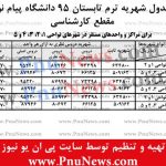 جدول شهریه ترم تابستان 95 دانشگاه پیام نور